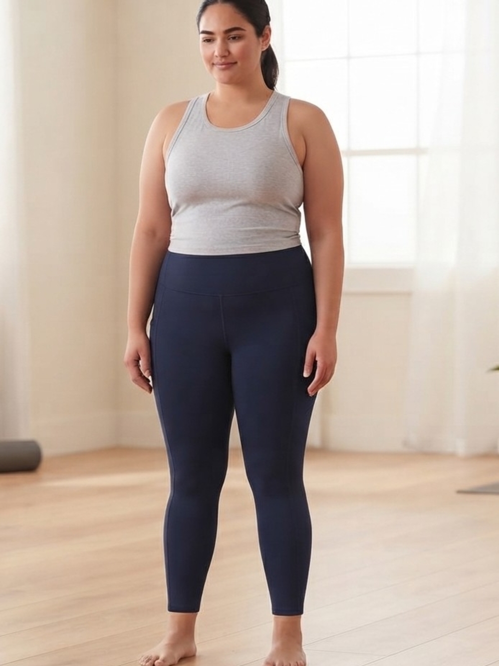 Member's Mark Everyday High-Rise Ankle Leggings Pockets Stretch 2XL Blue